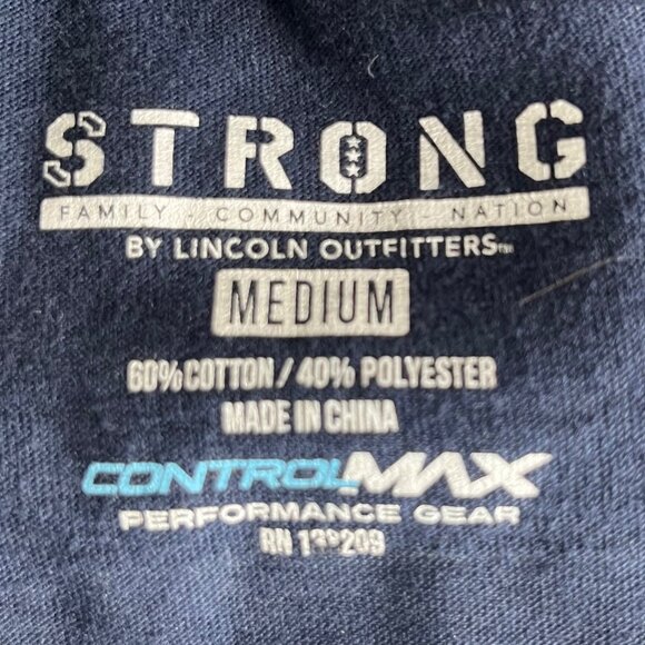 Strong Mens Tshirt Blue Short Sleeves Flag Size Medium - Picture 7 of 8